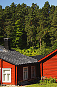 Painted Red Riverside Houses On The River; Porvoo Finland