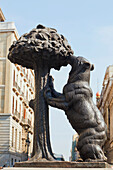 Statue Of Bear And Strawberry Tree From Madrid's Coat Of Arms; Madrid Spain