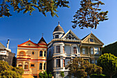 Häuser im viktorianischen Stil in der Nähe von Alamo Square; San Francisco Kalifornien Vereinigte Staaten Von Amerika