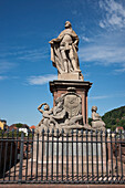 Statue Of Charles Theodore Count Palatine Of The Rhine On The Old Bridge; Heidelberg Baden-Wurttemberg Germany