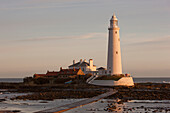 Lighthouse On St. Mary's Island; Northumberland England