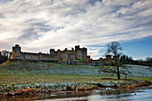 Traces Of Snow On The Hill In Front Of Alnwick Castle; Alnwick Northumberland England