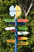 A Destination And Direction Sign; Tarifa Cadiz Andalusia Spain