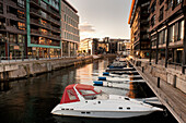 Boats Moored In A Canal; Oslo Norway