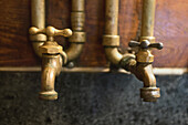 Old Brass Hot and Cold Water Kitchen Faucets