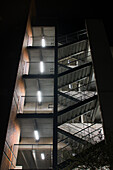 Low Angle View of Exterior Stairwell at Night