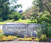 Stone Sign, Swarthmore College, Swarthmore, Pennsylvania, USA