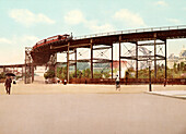 Hochbahn, 110th Street, New York City, New York, USA, Detroit Publishing Company, 1900