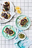 Vegan beetroot and pistachio crumble subs