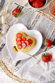 Heart-shaped strawberry tartlet