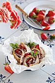 Simple puff pastry strawberry rolls