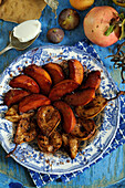 Roasted pears and peaches with mascarpone cream