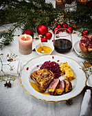 Christmas duck breast with red cabbage