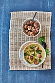 Thai curry soup with meatballs