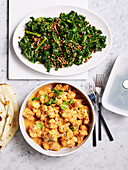 Butter cauliflower with dhal greens