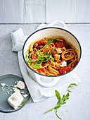 Mediterranean one-pot pasta with feta