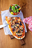 Pizza with side salad