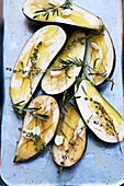 Raw eggplant with herbs and garlic