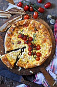 Italian savoury egg and tomato tart