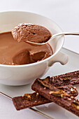 Bowls of chocolate cream dessert