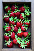 Frische Erdbeeren in Holzkiste