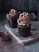 Chocolate cupcakes with chocolate cream cheese frosting