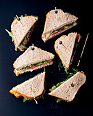 Sandwiches with ham and rocket