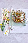 Lucky tea made from rosemary, lavender, St. John's wort