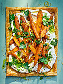 Tarte with roasted carrots and whipped feta