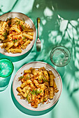 Caramelized fennel noodles with chili-citrus crumbs