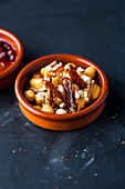 Tapas with chickpeas, dates, and goat cheese