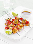 Shrimp skewers with cherry tomatoes