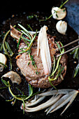 Pork chop with herbs and garlic