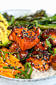 Salmon bites cooked in the hot air fryer