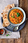 Lentil dal with naan