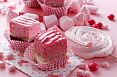 Pink cakes and sweets