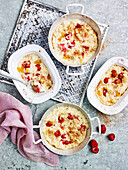 Rice pudding with cinnamon and raspberries