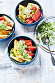 Melon salad with lime and mint ice