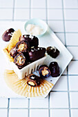 Choc-coated nutty dates