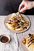 Crepes with hazelnut puree and banana