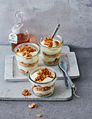Honey and almond cake in a glass
