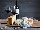 Cheese board and red wine