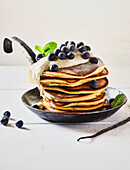 Blueberry pancakes with mascarpone