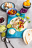 Fish tacos with apricot salsa