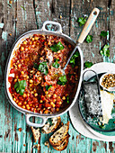 Stew with chickpeas and pine nuts