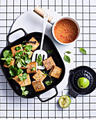 Salt and pepper tofu with lime and palm sugar dressing