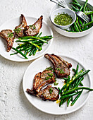 Lamb cutlets with mustard rub and mint sauce