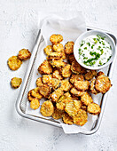 Pickle Chips with Ranch Dipping Sauce