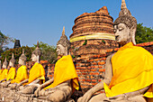 Thailand, Ayutthaya. Wat Phra Si Sanphet. Buddha statues.