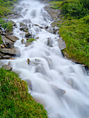 Beilstein-Wasserfall. Otztaler Alpen im Naturpark Otztal. Europa, Österreich, Tirol